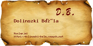 Dolinszki Béla névjegykártya